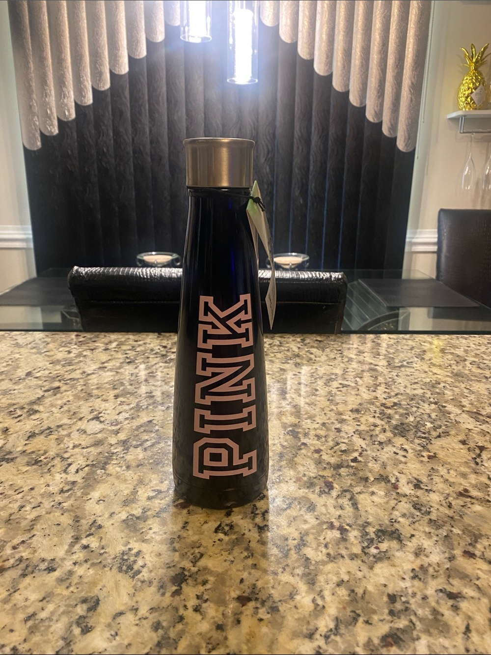 PINK Victoria's Secret Black Bottle with Pink Logo